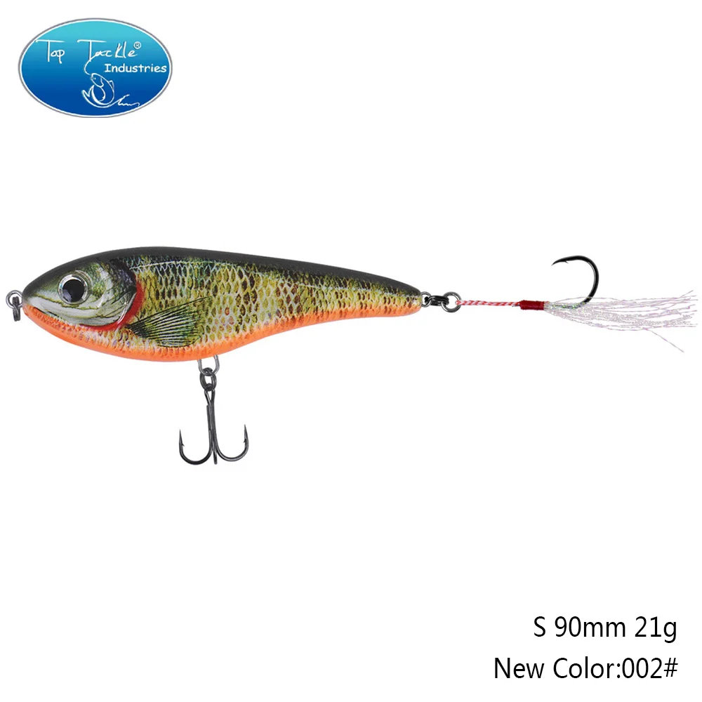 90mm 21g 002 90 мм 21 г цвета от 001 до 035 Тонущая Мускусная Щука искусственная рывковая приманка с одним крюком перьевая приманка для рыбалки - Цвет: 90mm 21g 002