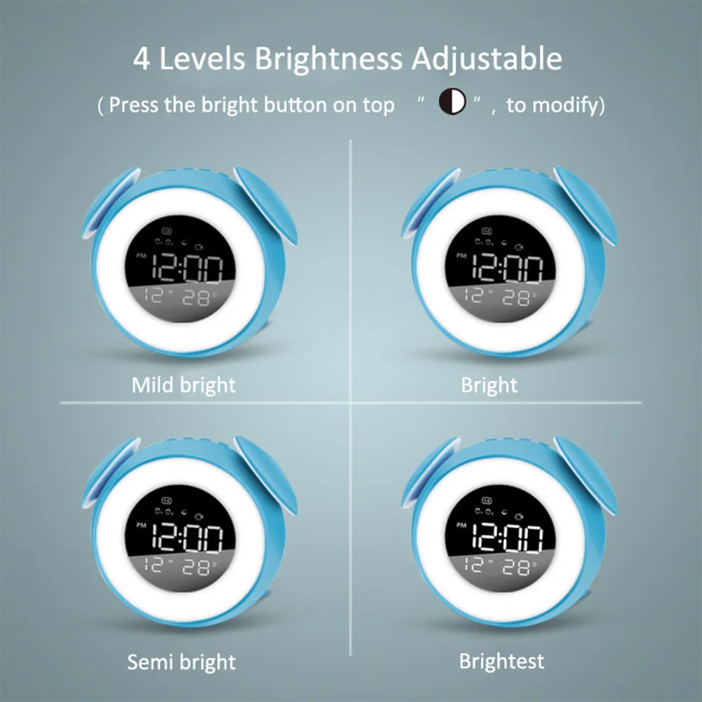 

LED Digital Clock Wake Up Light Alarm Clock Table Lamp with Music Sunset Mode Night Light for Children's Bedroom Decoration Desk