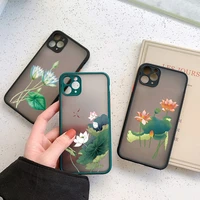 lotus flowers phone case for iphone 6s 8 7 plus 12 13 mini 11 pro max for iphone se 2020 x xs max xr hard shockproof cover funda