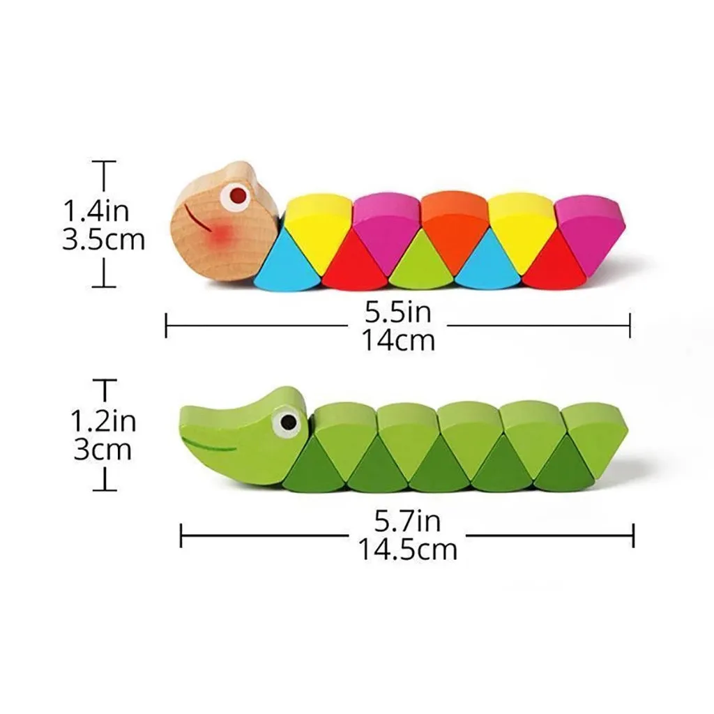 Colorful Wooden Worm Puzzles Kids Learning Educational Didactic Baby Development Toys Fingers Game for Children Montessori Gift