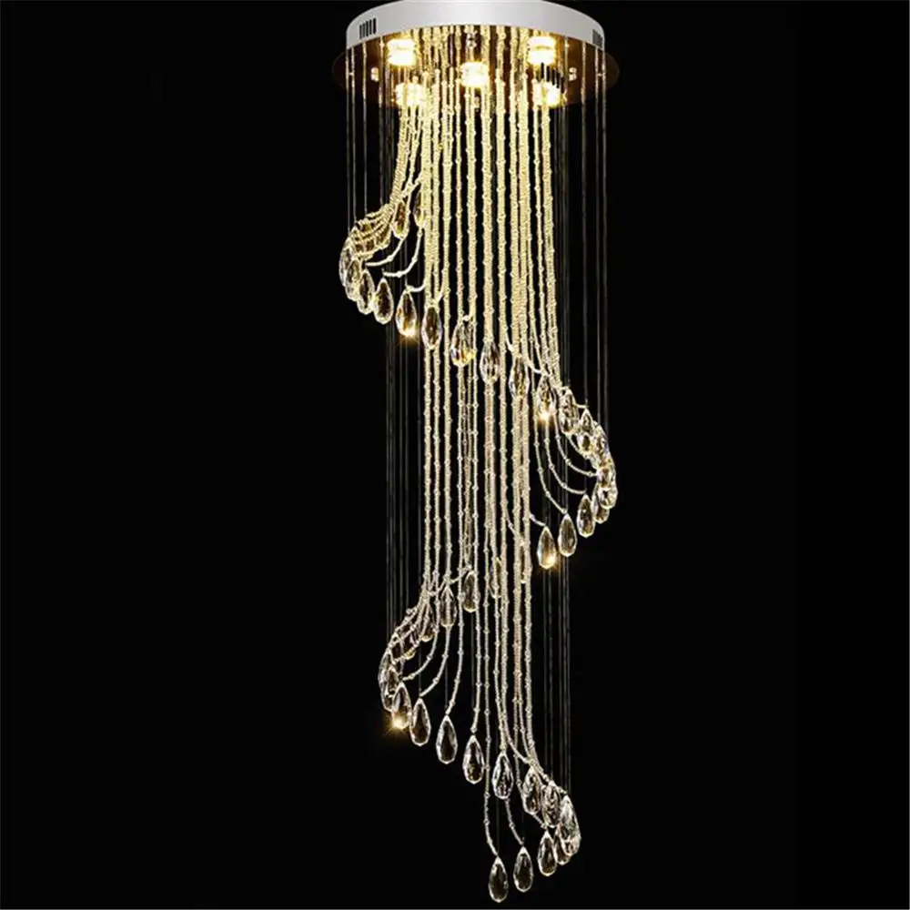 Fiyat D50 * H150cm Spiral Merdiven Avize Lamba Uzun Avize Modern Dubleks Villa Zemin Büyük Oturma Odası Kristal Avize