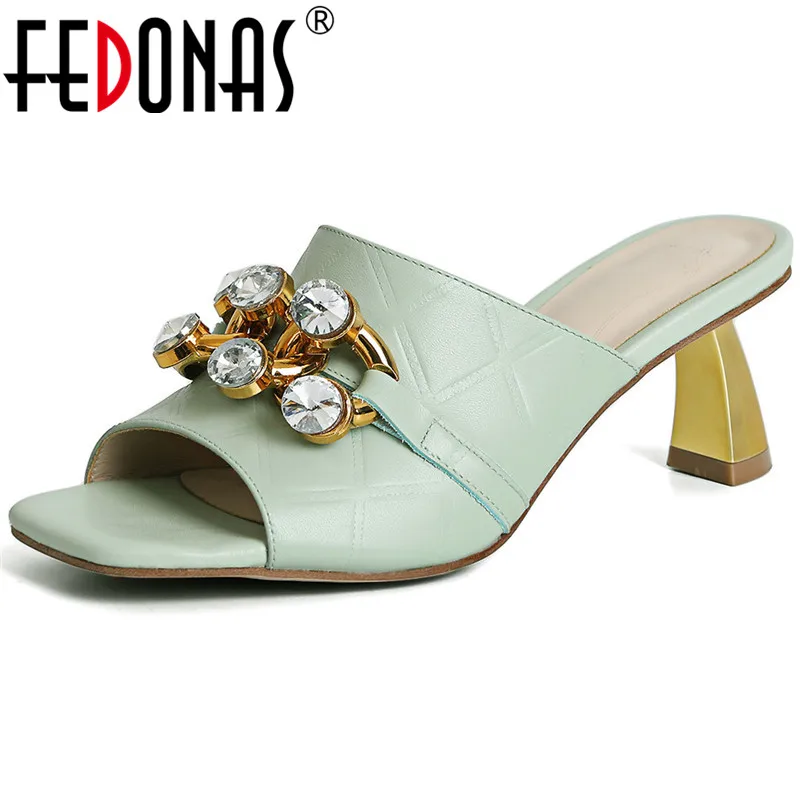 

FEDONAS Fashuion Newest Shoes Woman Heels 2021 Trend Genuine Leather Open Toe Sandals For Women Wedding Party Basic Women Shoes