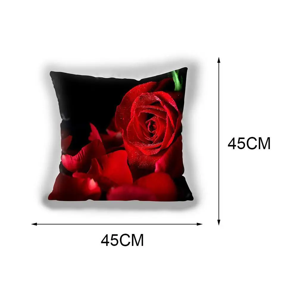 

Red Flower Cushion Cover Polyester Throw Pillow Case Festive Soft 45*45cm Sofa Cushions Pillowcase Home Decorative S6U0
