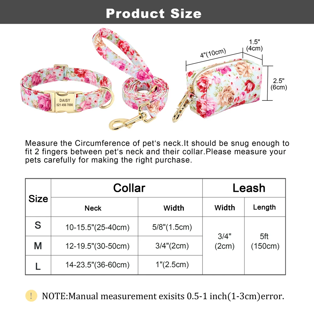 

Personalized Custom Dog Collar Leash Set Printed Engraved IDTag Collar Pet Treat Bag Pouch Snack Bag For Small Medium Large Dogs