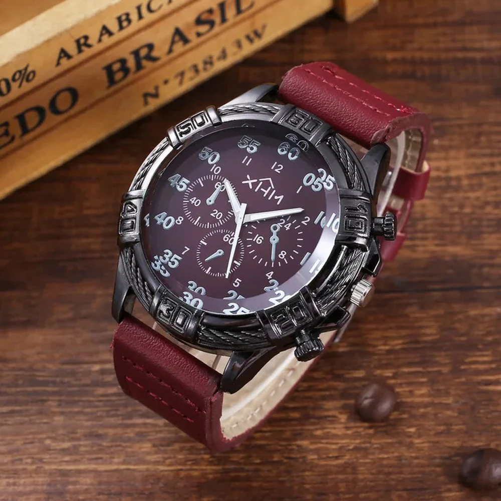 Набор мужских часов 5 шт./компл. модные спортивные мужские часы с кожаным ремешком