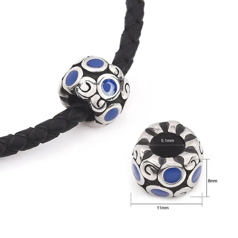 5 шт./лот бусины из нержавеющей стали отверстие мм кожаный шнур браслет