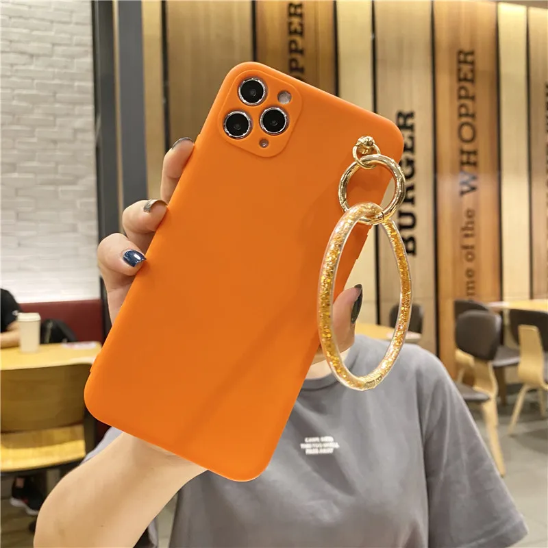 

simple Style Plain Color Fashion Bracelet Phone Case For iPhone 11 Pro Max 7 8 Plus SE2020 X XR XS Max Soft Silicone Phone Cover