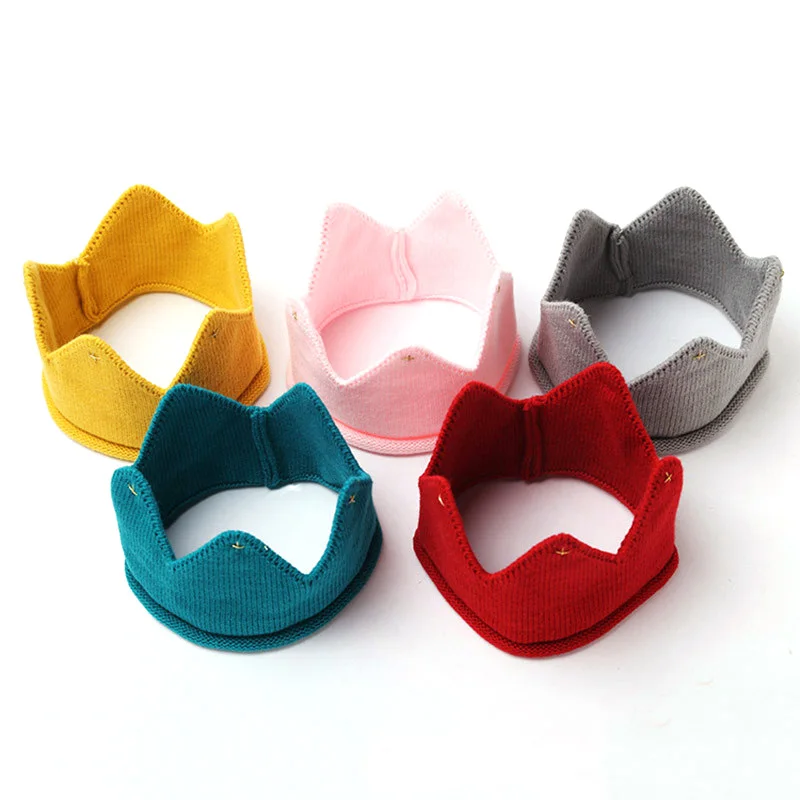 

5Colors Crown Headbands Hat Lovely Autumn Winter Handmade Knit Newborn Cap Kid Clothes Accessories