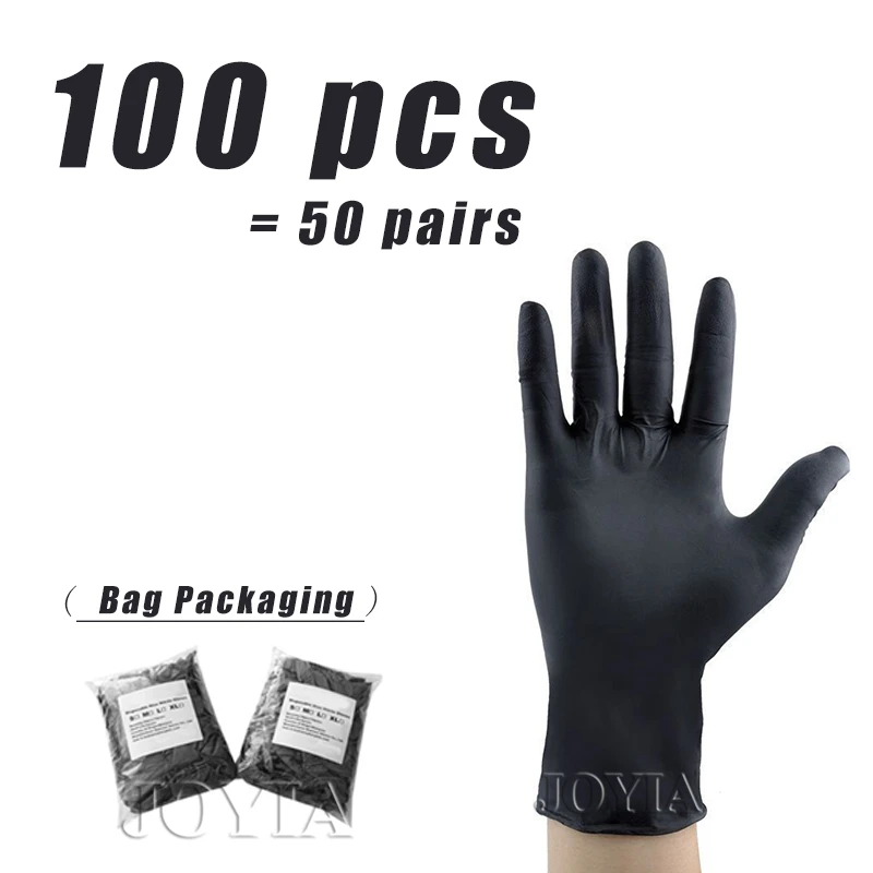 

Перчатки одноразовые черные 100 50 20 шт Латекс без пудры Нитриловые перчатки Маленькие большие XS S M L Виниловая обработка пищевых продуктов без коробки