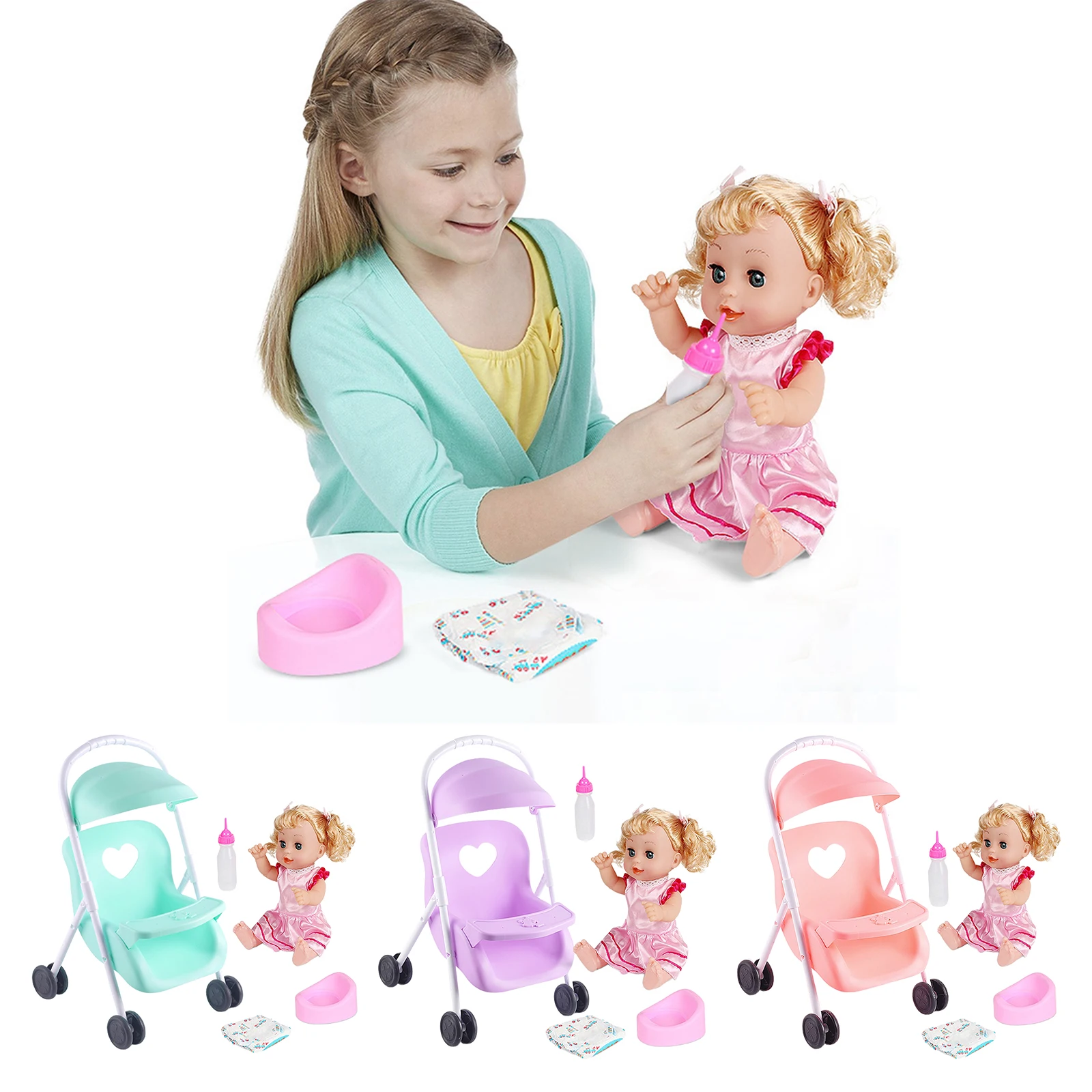 

My First Baby Doll Stroller Soft Body Baby Doll Included Fun Play Combo Set for Babies Infants Toddlers Girls Kids