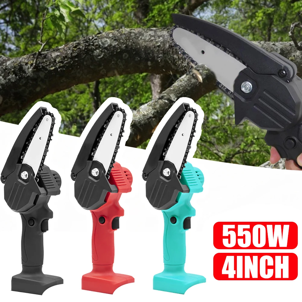 

4 Inch Electric ChainSaw 21V Pruning Saw Portable Woodworking Electric Mini Chain Saw Wood Cutter Garden Tools (without Battery)
