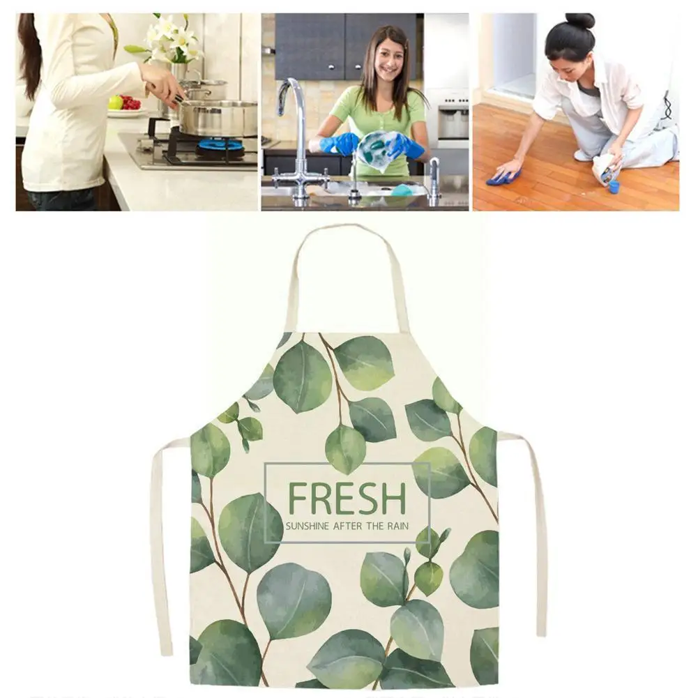 

Leaves Pattern Kitchen Apron For Woman INS Sleeveless Aprons Polyester Tools Simplicity Cleaning 45x56cm Home Cooking P4R0