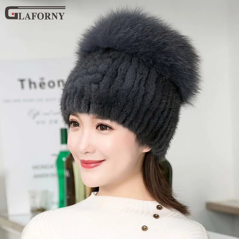 2019 Glaforny однотонная норковая меховая шапка женская зимняя Корейская версия