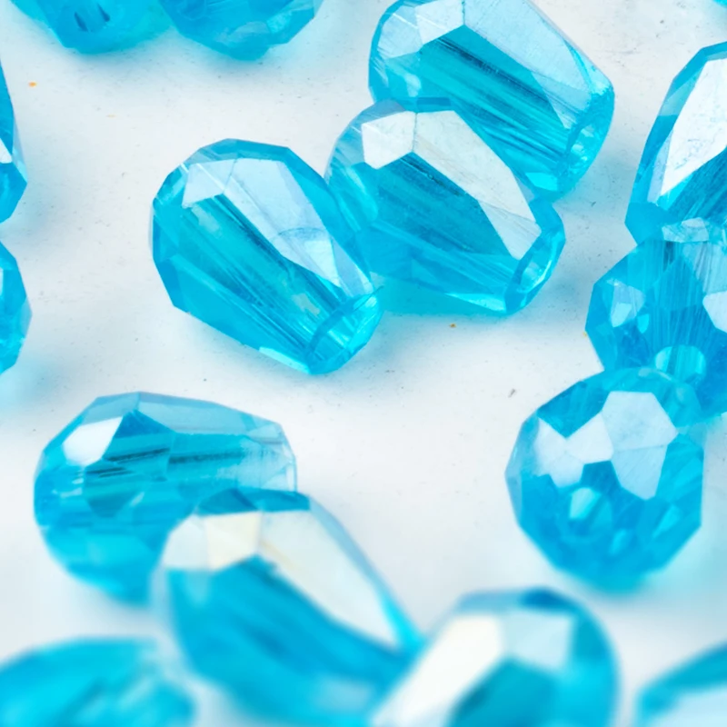 Высококачественные стеклянные бусины небесно-голубого цвета 30 шт. 6x8 мм в форме