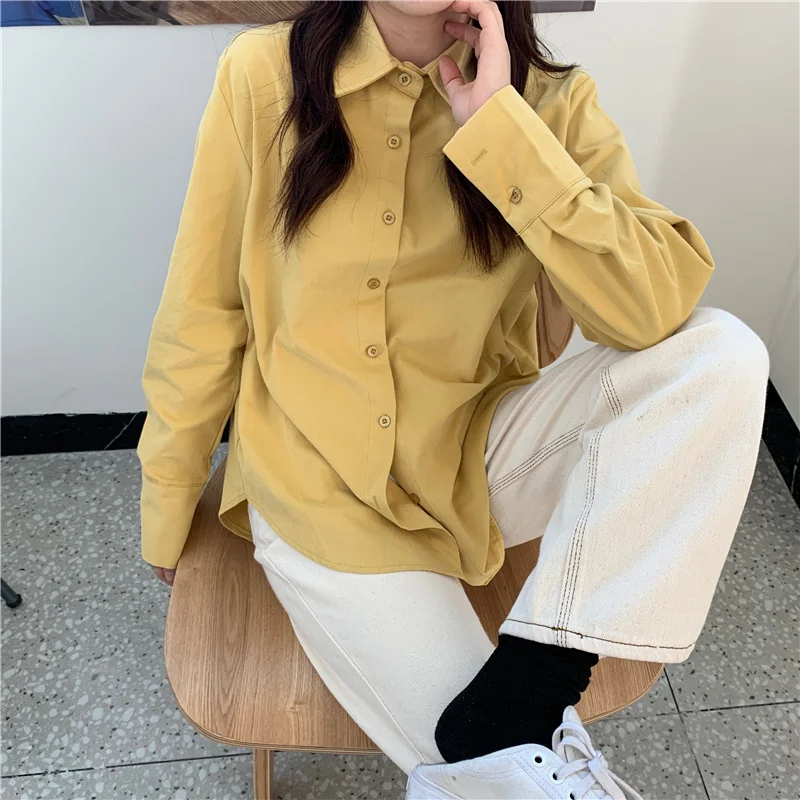 

HziriP элегантные офисные женские туфли сплошная шикарная 2021 с длинными рукавами свободные модные нагрудные Повседневная обувь блузка бюстга...