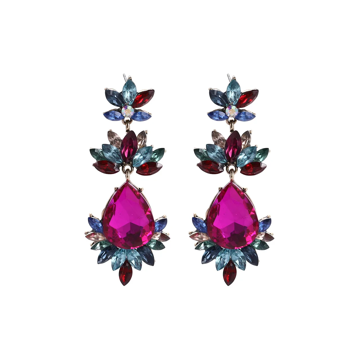 

Exaggerated Crystal Long Drop Earrings for Women Girls Wedding Party Jewelry