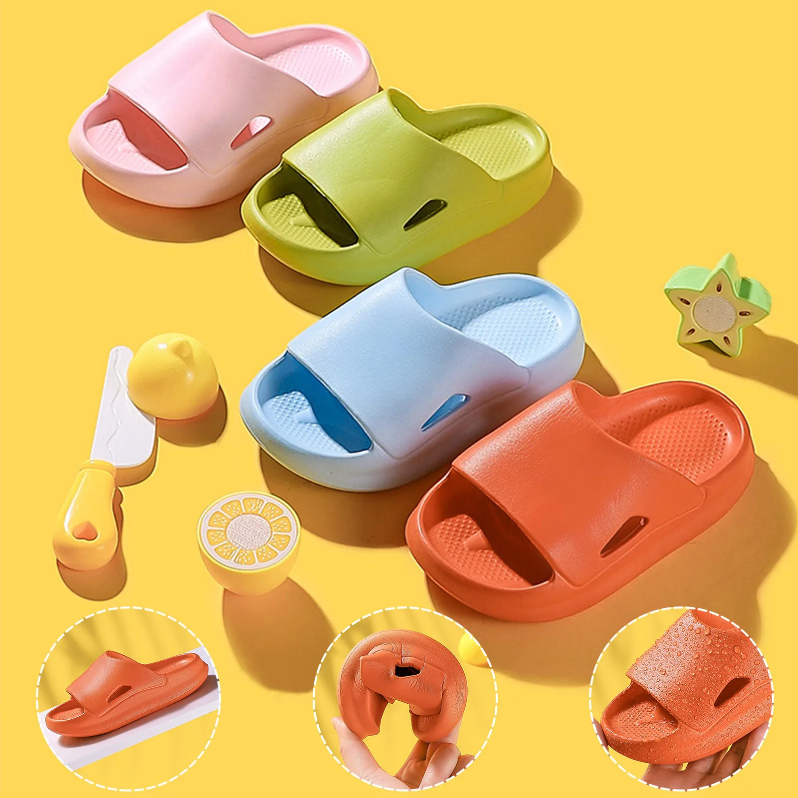 

2021 летние детские тапочки для маленьких мальчиков и девочек шлепанцы без задника с открытыми пальцами Тапочки для душа Ванная комната тапо...