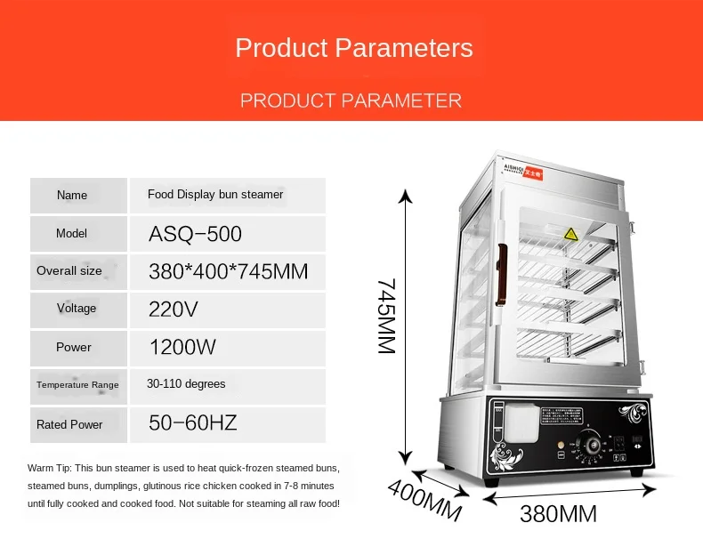 

Stainless steel Electric bread steamer buns furnace toughened glass commerical bun steamer food bread steamer bread maker 220V