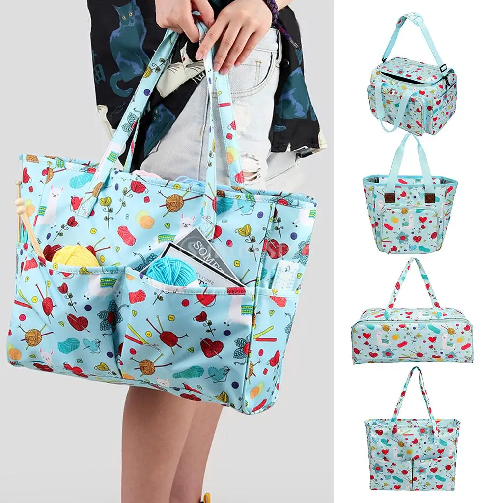 

Knitting Bag Lightweight Zipper Crochet Needle Shoulder Bag Box Yarn DIY Sewing Accessories Storage Organizer Crocheting Handbag
