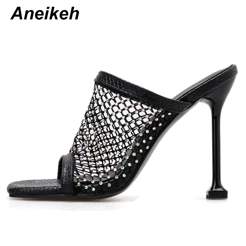 Женские Серебристые туфли-лодочки Aneikeh на высоком тонком каблуке | Обувь