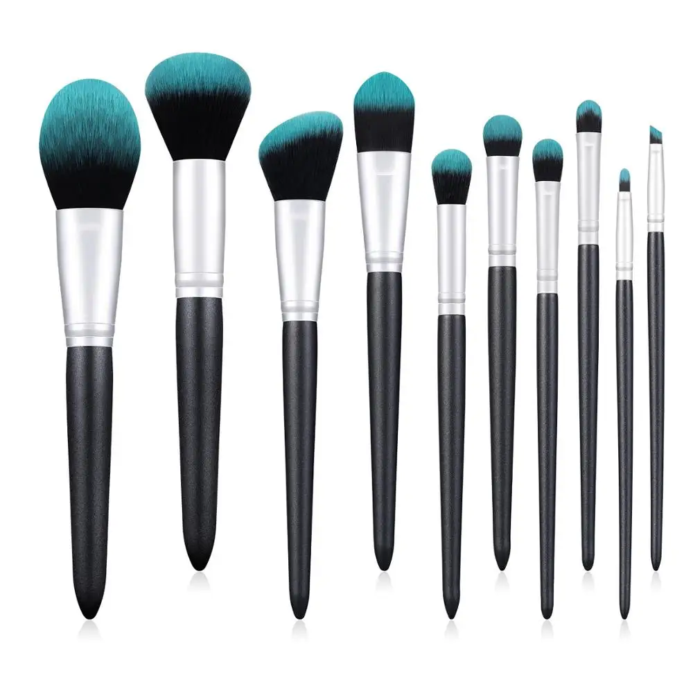 

OUBLDIOR 10pcs Makeup Brushes Cosmetics Professional Face Foundation Blush Eye shadow powder Brush Make up Brush Set With Bag