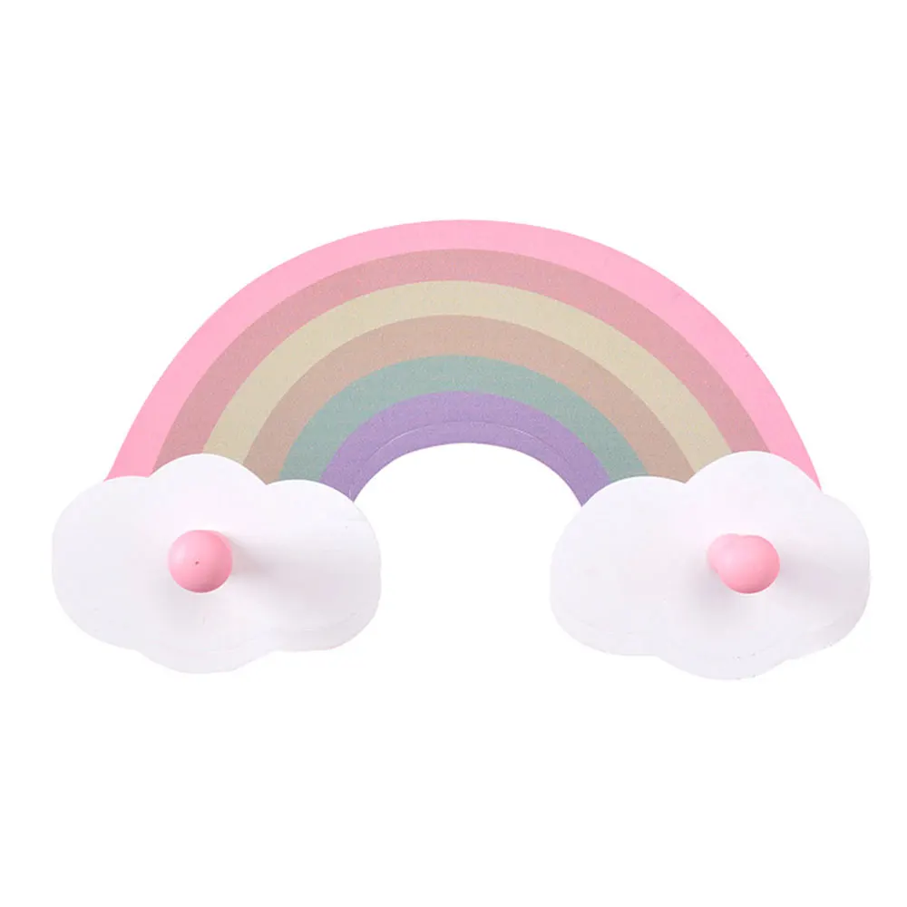 

Lovely Rainbow Hooks Wall Mounted Holders Clothes Coat Hook Rack Hallway Hanging Decorations Kids Room DIY Decor