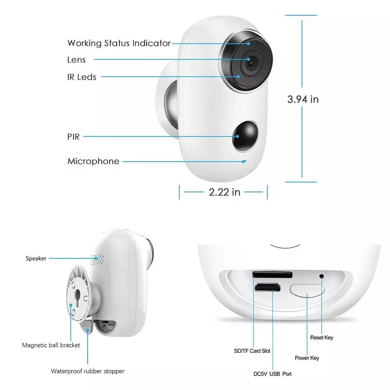 WiFi IP камера безопасности 1080p перезаряжаемая Внешняя батарея ed солнечная панель