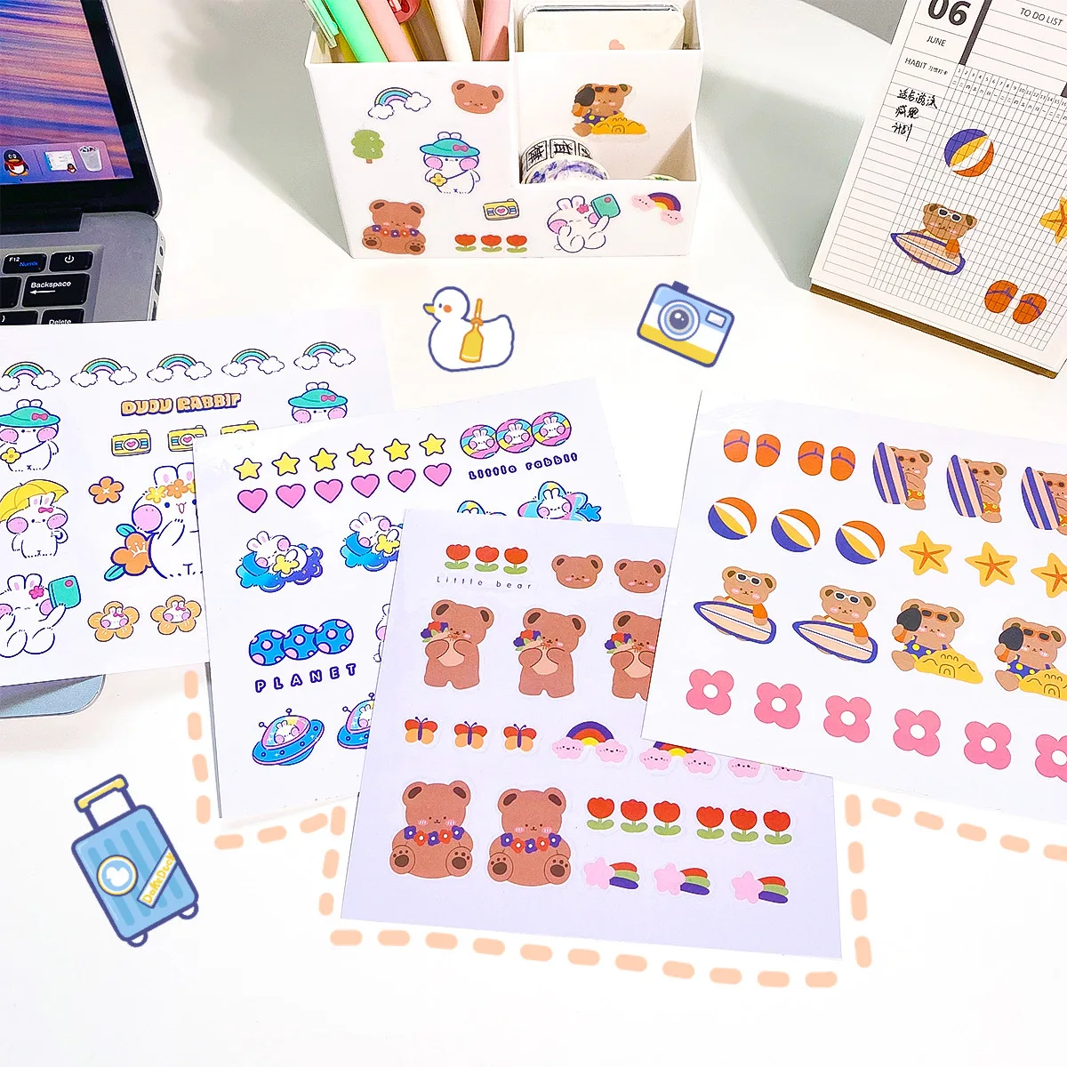 

Korean Small Fresh Cartoon Student Notebook Cute Diy Decoration Set Material Hand Account Child Cell Phone Stickers Stationery