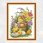 Цыплята и цветы DIY Ручная работа ткань 14CT и 11CT считается напечатанным на холсте вышивка крестиком схемы домашний декор