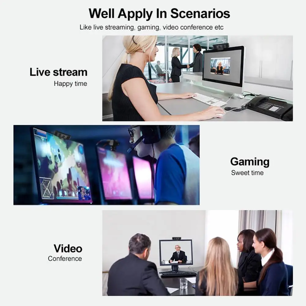 

USB Computer Camera 1080P HD Portable Webcam With Built-in Clear Stereo Microphone For Video Teaching Remote Conference