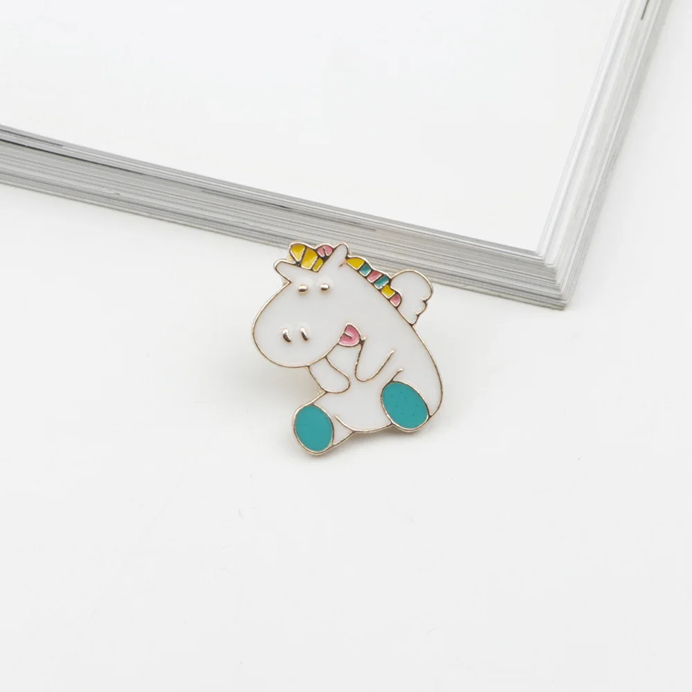 Милые булавки для лацкана единорога динозавра свиньи кролика кошки разноцветные