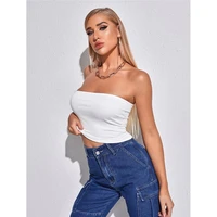 casual minimalist candy solid color backless design tube top summer new womens stretch slim vest parte superior del tubo