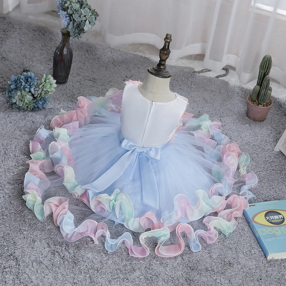 2021 Summer New Dress Baby Girls Birthday Party Princess Dresses Flower Wedding Kids Clothing Lace 2 To 10 Year | Детская одежда и