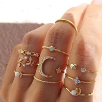 rings set for women valentines day ins style pearl moon love heart ring fashion jewelry am4006