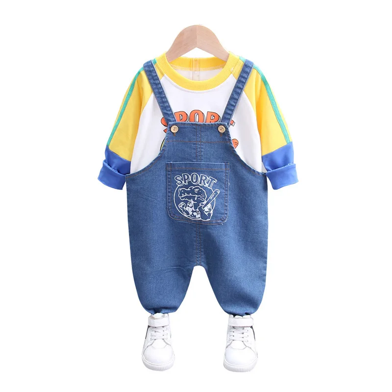 Children Clothes Autumn Baby Boys Girls Cartoon T Shirt Jeans Pants 2Pcs/sets New Spring Kids Infant Clothing Toddler Sportswear | Детская