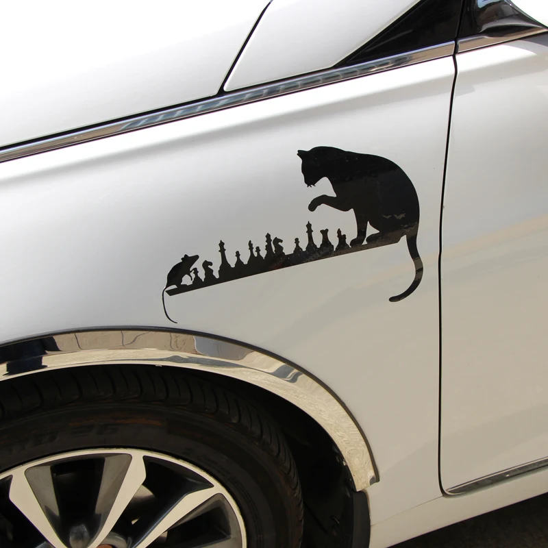 

BEMOST Car Sticker Chess Cat Mouse Art Animals Cartoon Styling Creative Decal Car Accessories Suitable for full body 33*21.6cm
