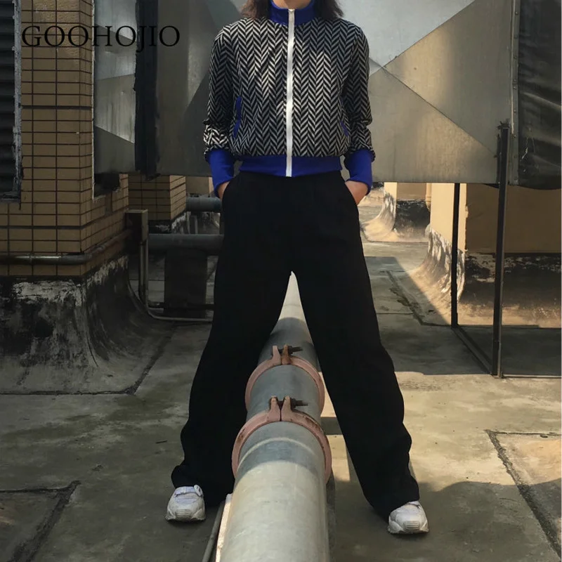 

GOOHOJIO Women Suit Pants Spring Office Lady Long Trousers 2021 New Autumn Solid Loose High Waist Pant Vestodo Female Pants
