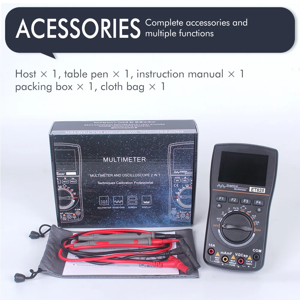

2In1 HD Intelligent Digital Multimeter Graphical Oscilloscope with 2.4 Inches Color Screen 2.5Msps Sampling Rate Electronic Test