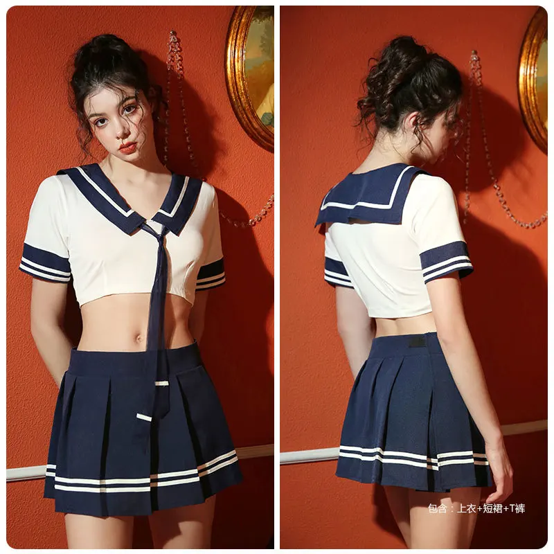 

Japanese Lolita School Uniforms Sexy Lingerie JK Student Role-Play Outfits Women Mini Skirt Sailor Tube Tops Cosplay Costume
