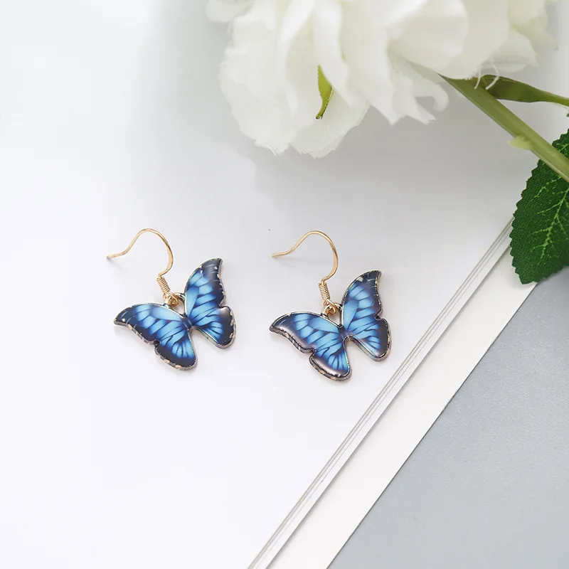 

Minar Multicolor Butterfly Earrings for Women 2020 Fashion Colorful Gradient Simulation Wing Drop Dangle Earrings Party Jewelry