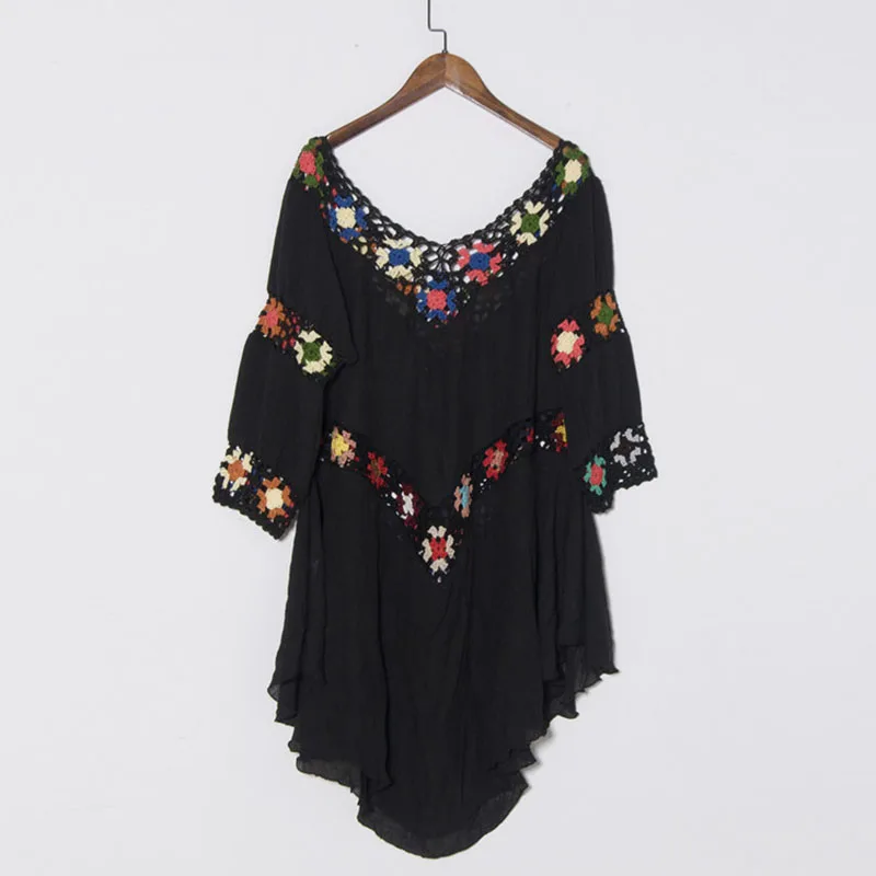 Женское богемное платье с вырезами вязанные крючком цветы бикини блузка 2020