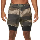 Двухслойные шорты для бега GYMOHYEAH, мужские короткие штаны 2 в 1, спортивные шорты для фитнеса, быстросохнущие пляжные шорты со встроенным карманом, мужские спортивные штаны