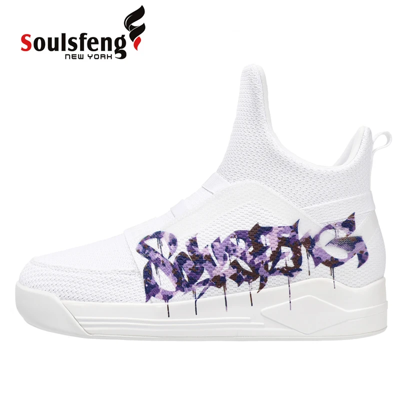 Soulsfeng SKYTRACK Mesh Knit High White Hightop Men's Sneakers Tech Gaffiti Women's Outdoor Boots Couples Fashion Running Shoes