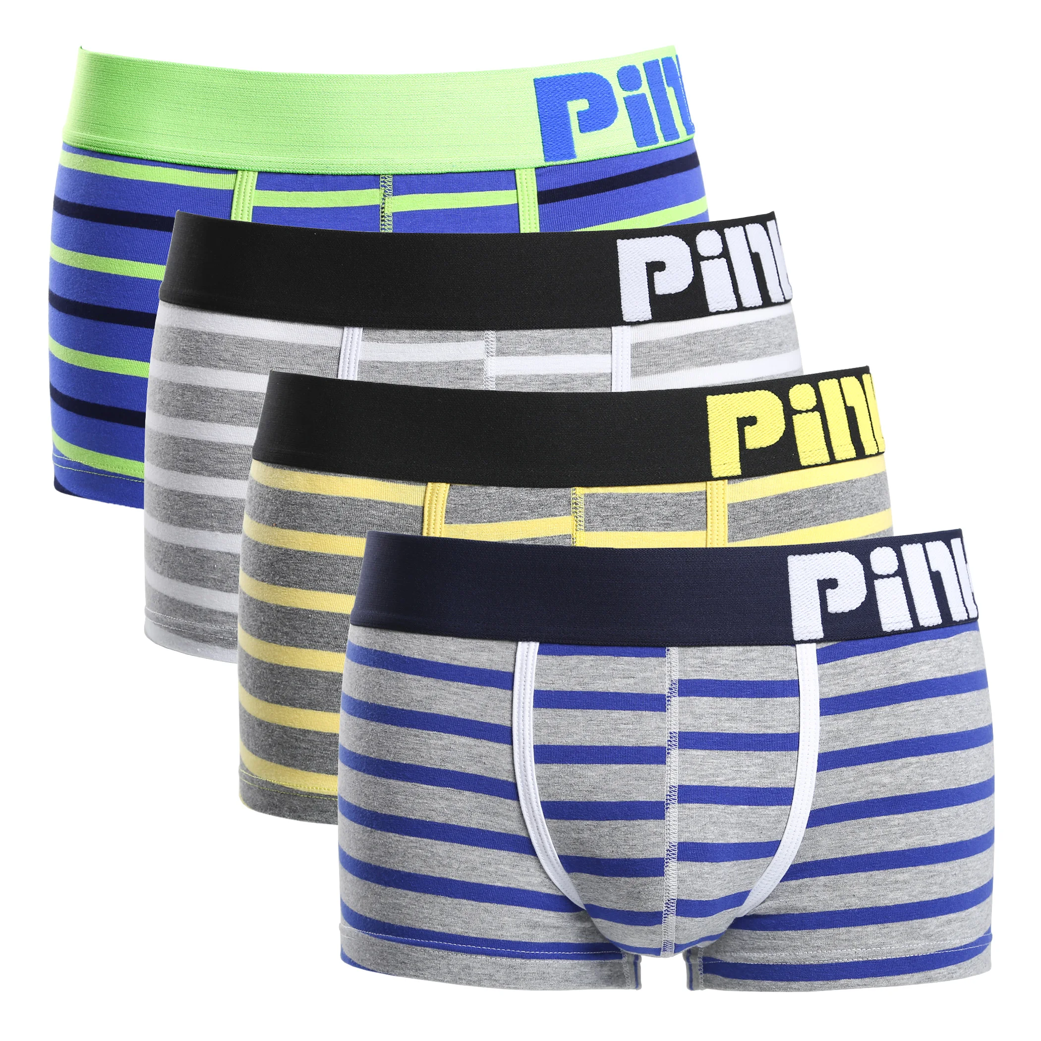 4 шт. мужские хлопковые трусы-боксеры в полоску | Мужская одежда