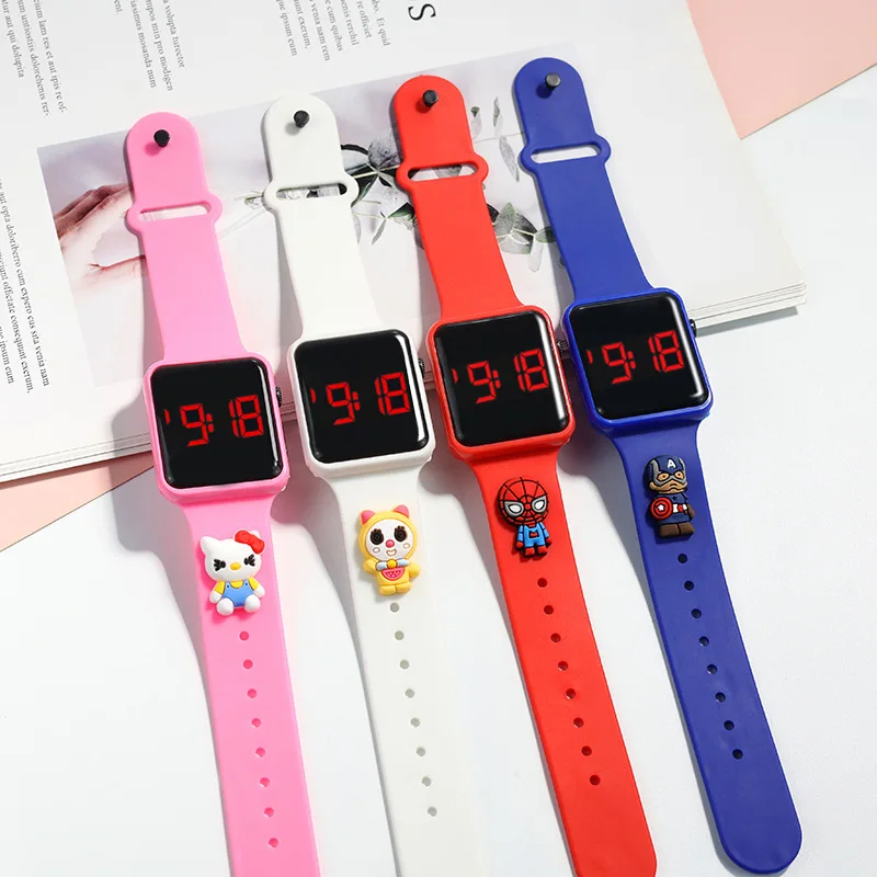 Disney Digital Smart sport watch LED Display Watch Spiderman Cartoon Fashion Student Electronic Boy Girl Children's Gif | Игрушки и