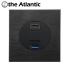 ТВ HDMI интерфейс USB 3,0 Data HDMI и USB-разъем для передачи данных, настенная розетка для компьютера, телевизора, алюминиевый черный разъем 86 мм