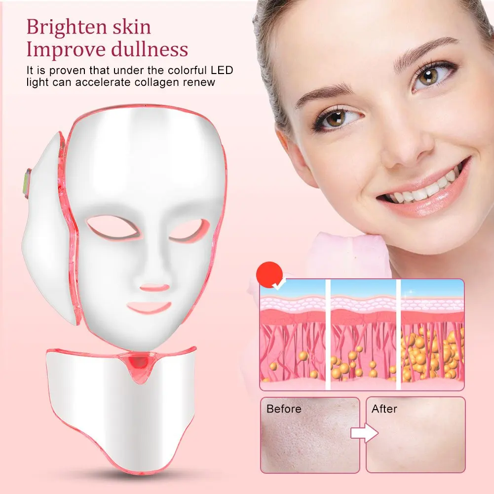

Light LED Facial Mask with Neck Face Care Treatment Beauty Anti Acne Therapy Face Whitening Skin Rejuvenation Machine