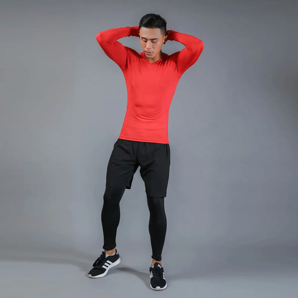 Мужской спортивный костюм MMA Rashguard красная облегающая компрессионная одежда для
