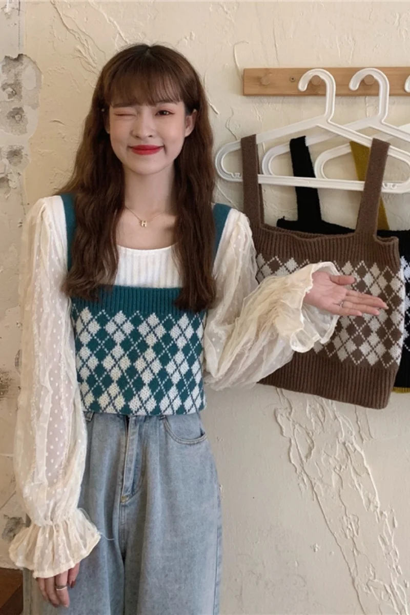 Шикарный осенний костюм из двух предметов новинка 2021 женский жилет кружевная