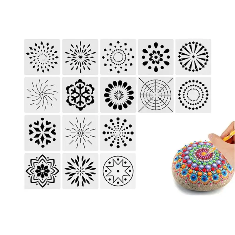 

16pcs/set Mandala Drawing Template Stencil Wall Painting Embossing Scrapbooking DIY Diary Decorative Art Craft
